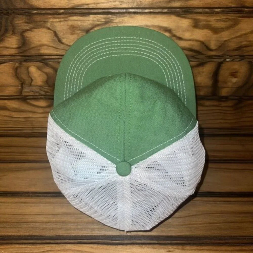 Vintage John Deere K Products Snap Back Trucker Hat Mesh MADE IN USA Green White